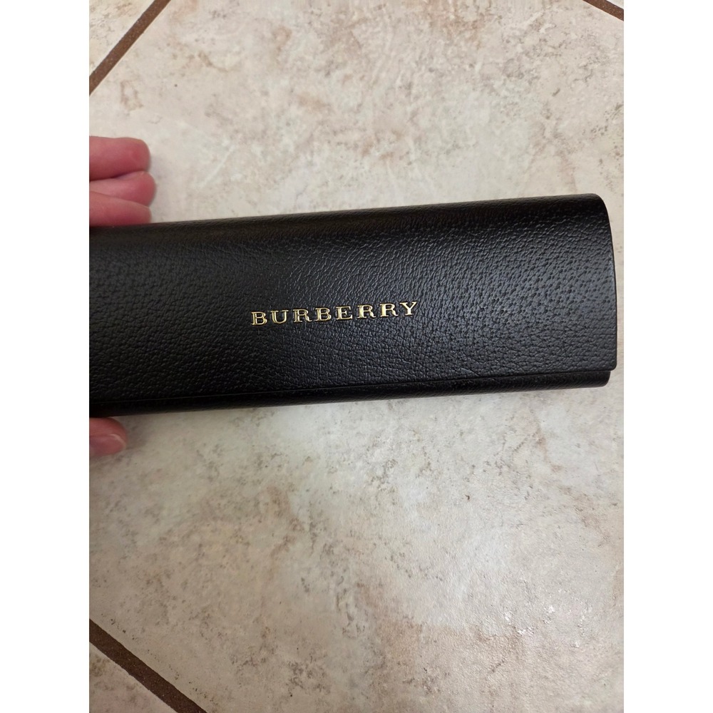 Burberry Black Pebbled Leather Sunglasses Case with Cleaning Cloth Hard Shell - Picture 1 of 4